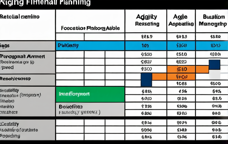 **A dynamic graph illustrating the shift from traditional, rigid financial planning to agile, adaptive financial strategies in a modern business environment. The graph should visually represent the key differences outlined in the table, such as budgeting, forecasting, adaptability, reaction speed, and risk management.**