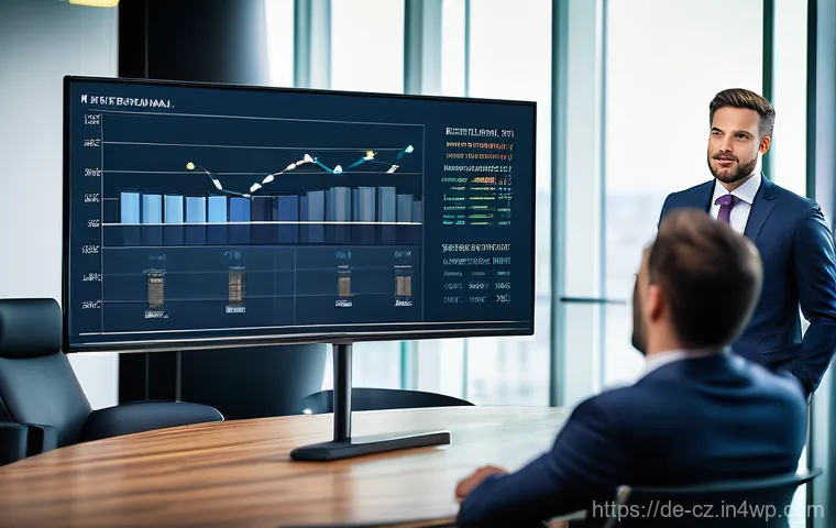 사업 확장 성공을 위한 재무 팀의 역할 - **A focused finance professional, mid-career (male or female), in a sophisticated and high-tech work...